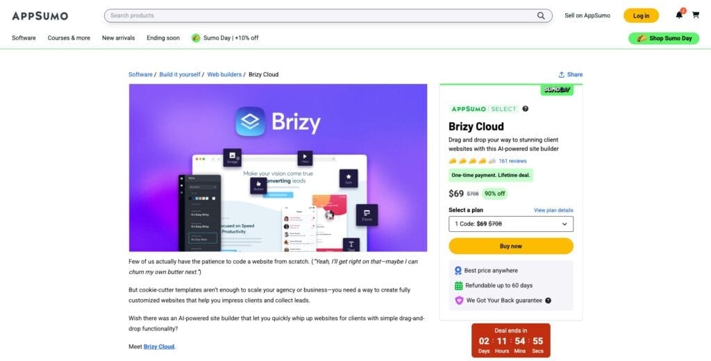 Brizy Cloud AppSumo Deal