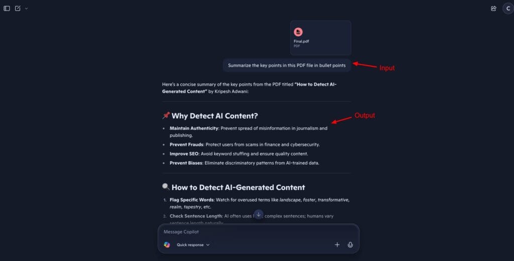 Copilot - Content summary