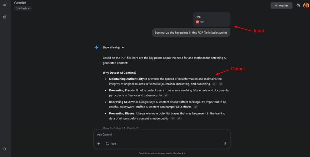 Gemini - content summarization