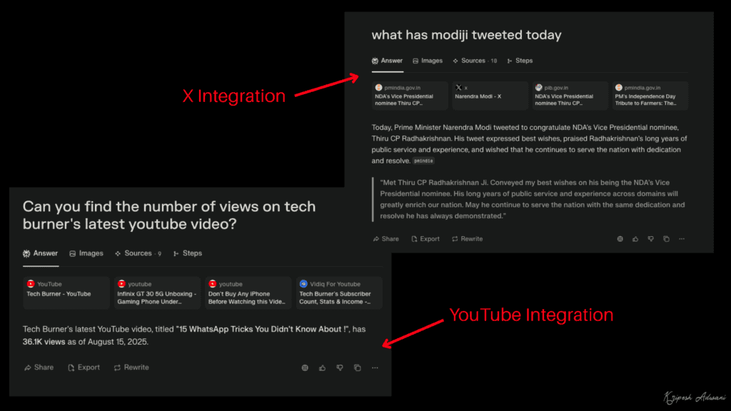 Perplexity AI - real time web data integration