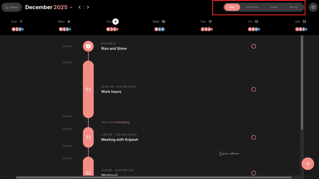 Structured web app dashboard
